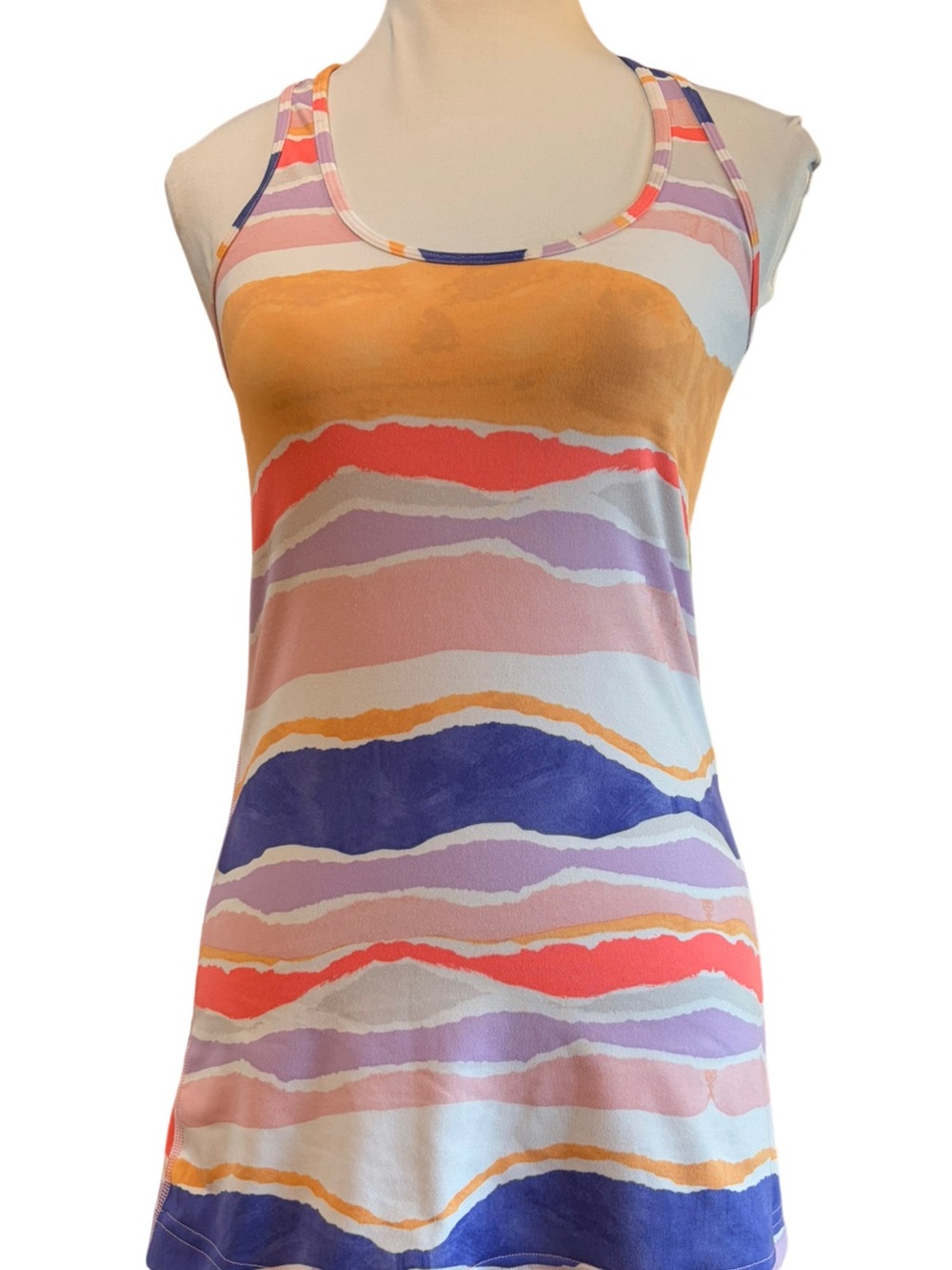 Lululemon Cool Racerback Tank Bleacher Stripe Iris Flower Sz 6 - Picture 7 of 9